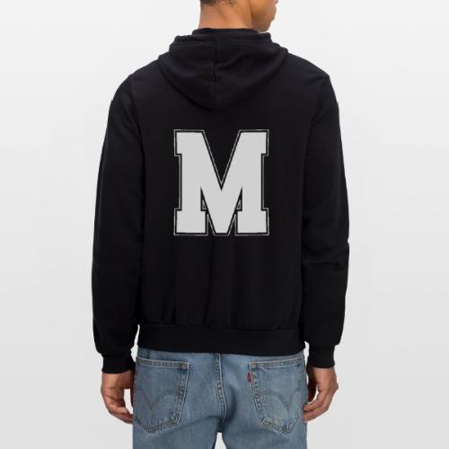 White Letter M – Varsity Alphabet Monogram - Unisex Full Zip Hoodie