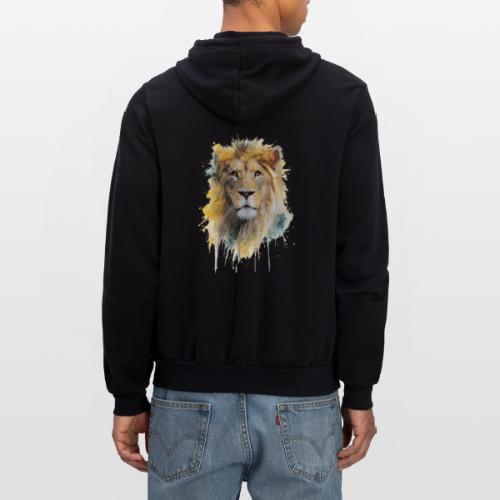 Watercolor Lion Portrait - Unisex Full Zip Hoodie