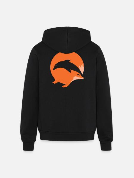 Fox or Dolphin in this fun optical illusion - Unisex Full Zip Hoodie - black