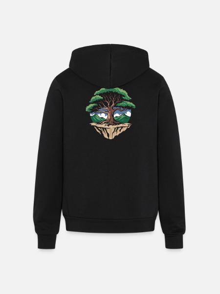 Floating Harmony Tree - Unisex Full Zip Hoodie - black