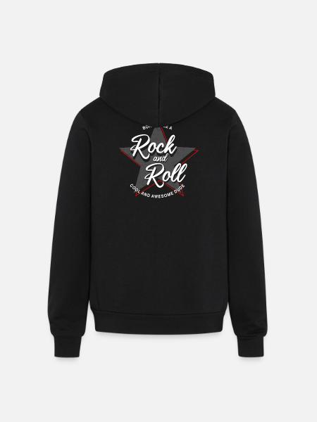 Born to Rock and Roll Star Design - Unisex Full Zip Hoodie - black