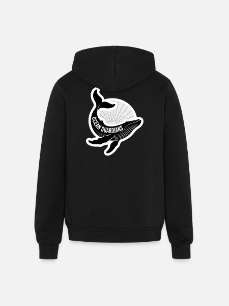 Ocean Guardians Whale Emblem - Unisex Full Zip Hoodie - black
