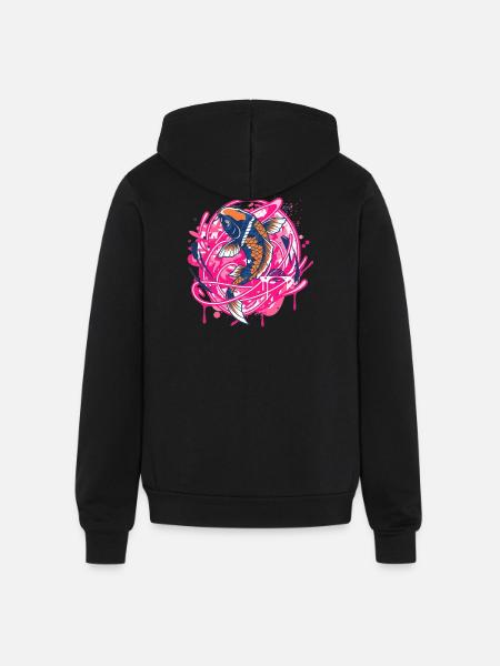 Koi Neon Splash Art - Unisex Full Zip Hoodie - black