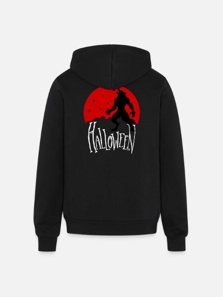 Howling wolf - Unisex Full Zip Hoodie - black