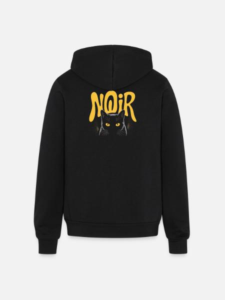 Noir Cat Glow Logo - Unisex Full Zip Hoodie - black