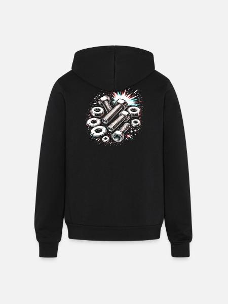 Screws Nuts Mechanic Tool Design - Unisex Full Zip Hoodie - black