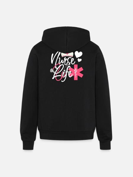 Nurse Life – Heart & Stethoscope Pride - Unisex Full Zip Hoodie - black