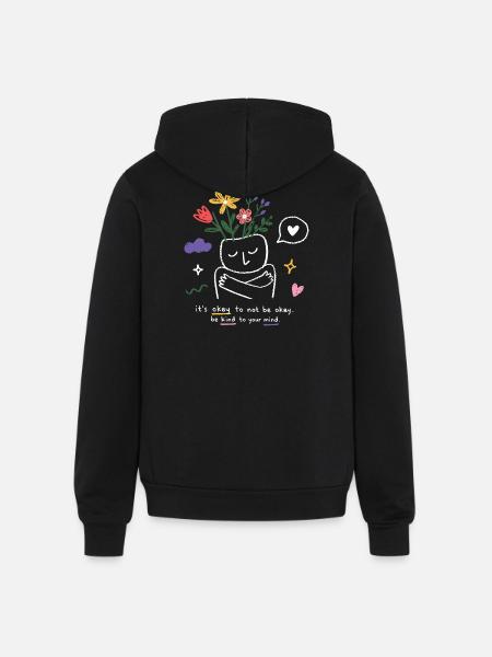 Kind Mind Bloom - Unisex Full Zip Hoodie - black