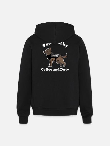 t-shirt-design-featuring-a-smiling-police dog - Unisex Full Zip Hoodie - black