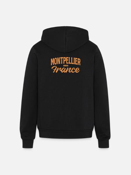 Montpellier France Retro Script - Unisex Full Zip Hoodie - black