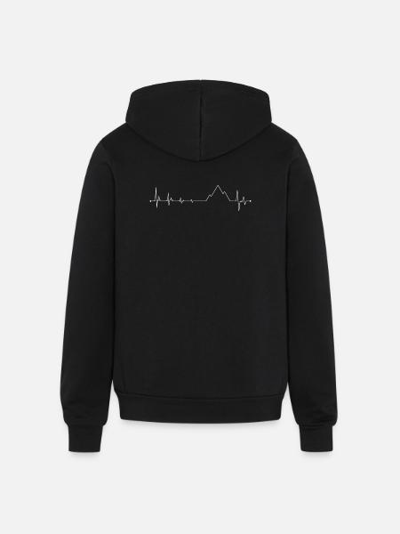 Mountain Peak Heartbeat - Unisex Full Zip Hoodie - black