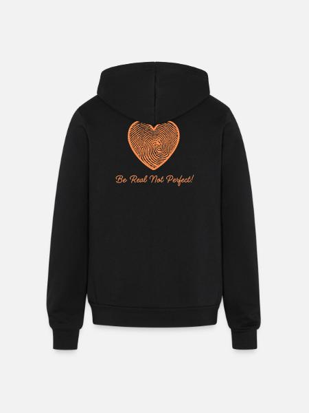 Fingerprint Heart Custom Design - Unisex Full Zip Hoodie - black