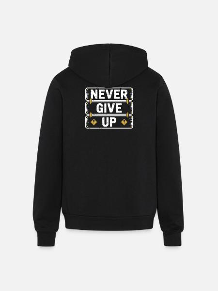 Never Give Up - Unisex Full Zip Hoodie - black