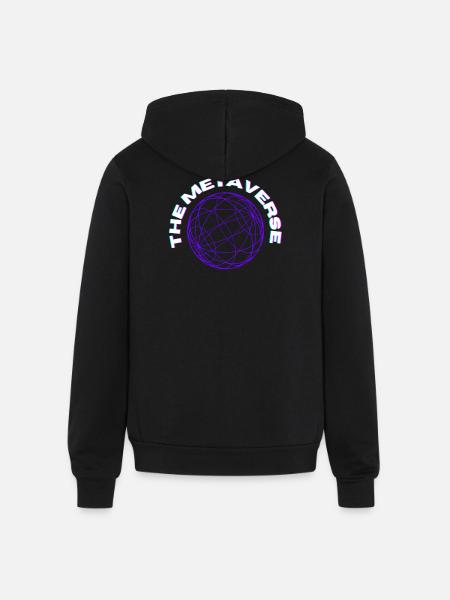 Metaverse Globe Neon Print - Unisex Full Zip Hoodie - black