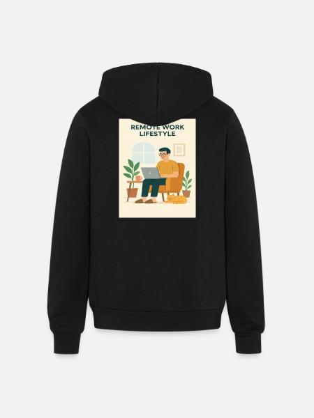 Remote Work Lifestyle Illustration - Unisex Full Zip Hoodie - black