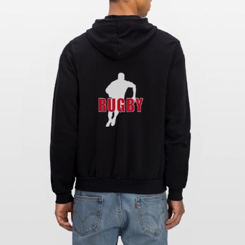 Bold Rugby Action Silhouette - Unisex Full Zip Hoodie
