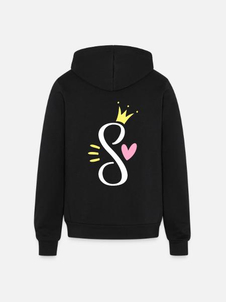 Letter S Princess Crown - Unisex Full Zip Hoodie - black