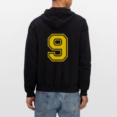 Number 9 in a classic athletic collegiate font - Unisex Full Zip Hoodie