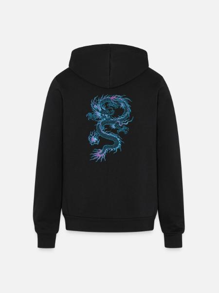 chinese dragon - Unisex Full Zip Hoodie - black