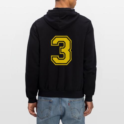 Number 3 in a classic athletic collegiate font - Unisex Full Zip Hoodie