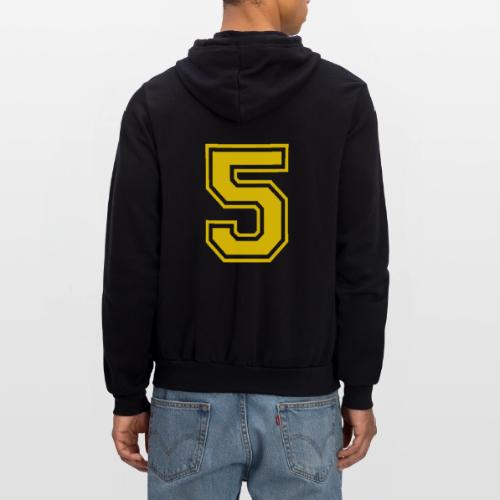 Number 5 in a classic athletic collegiate font - Unisex Full Zip Hoodie