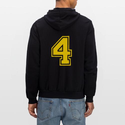 Number 4 in a classic athletic collegiate font - Unisex Full Zip Hoodie