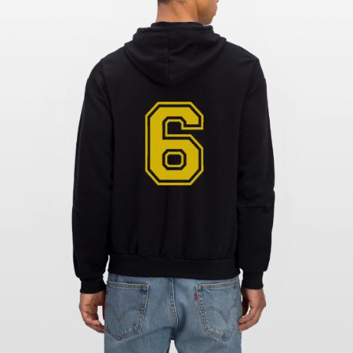 Number 6 in a classic athletic collegiate font - Unisex Full Zip Hoodie