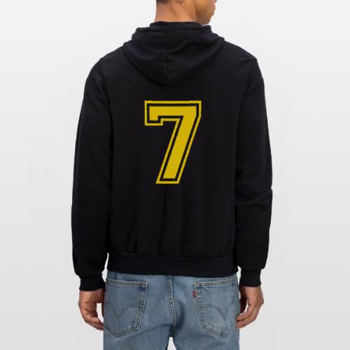 Number 7 in a classic athletic collegiate font - Unisex Full Zip Hoodie
