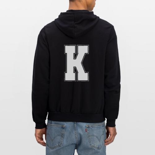 White Letter K – Varsity Alphabet Monogram - Unisex Full Zip Hoodie