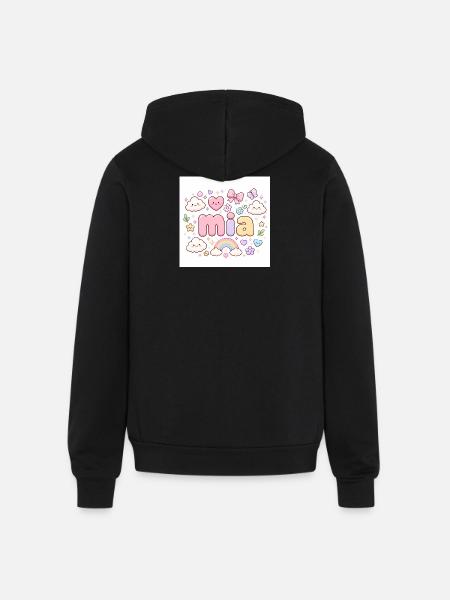 Mia Rainbow Cloud Cute Design - Unisex Full Zip Hoodie - black