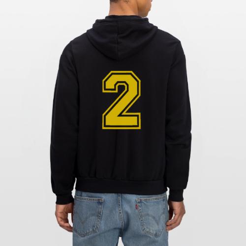 Number 2 in a classic athletic collegiate font - Unisex Full Zip Hoodie