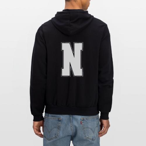 White Letter N – Varsity Alphabet Monogram - Unisex Full Zip Hoodie