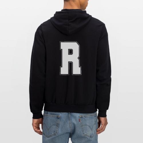 White Letter R – Varsity Alphabet Monogram - Unisex Full Zip Hoodie
