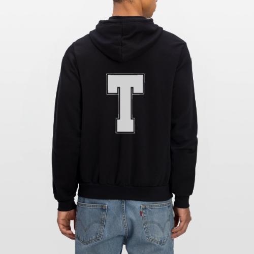 White Letter T – Varsity Alphabet Monogram - Unisex Full Zip Hoodie