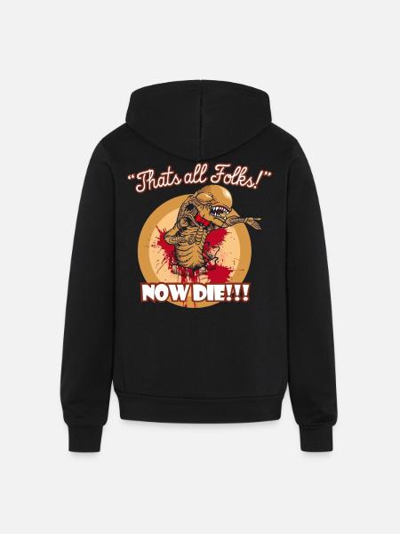 Thats all folks Now die shirt - Unisex Full Zip Hoodie - black