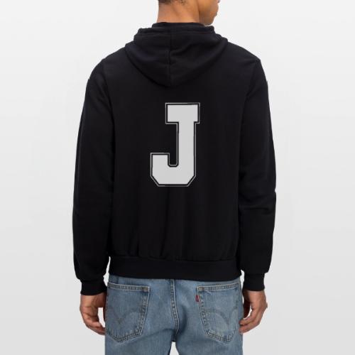 White Letter J – Varsity Alphabet Monogram - Unisex Full Zip Hoodie