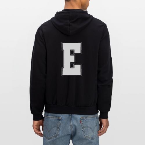 White Letter E – Varsity Alphabet Monogram - Unisex Full Zip Hoodie