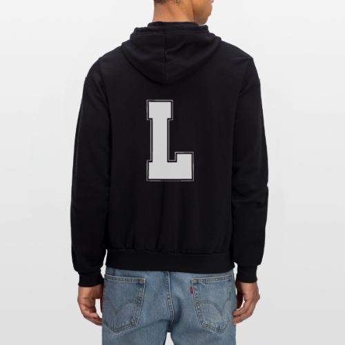 White Letter L – Varsity Alphabet Monogram - Unisex Full Zip Hoodie