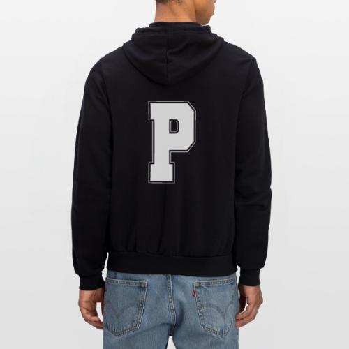 White Letter P – Varsity Alphabet Monogram - Unisex Full Zip Hoodie