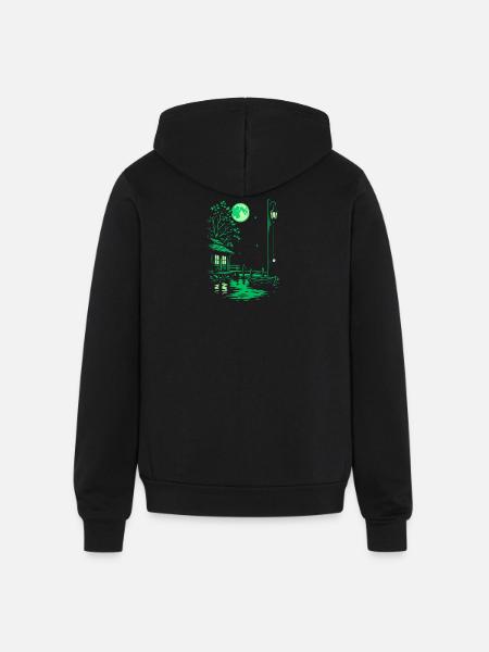Moonlit Marina - Unisex Full Zip Hoodie - black