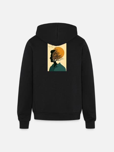 Sunlit Mindscape Silhouette - Unisex Full Zip Hoodie - black