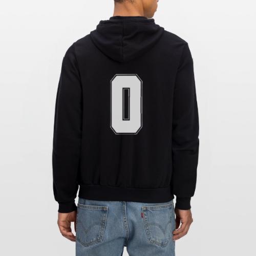 White Number 0 – Varsity Font - Unisex Full Zip Hoodie