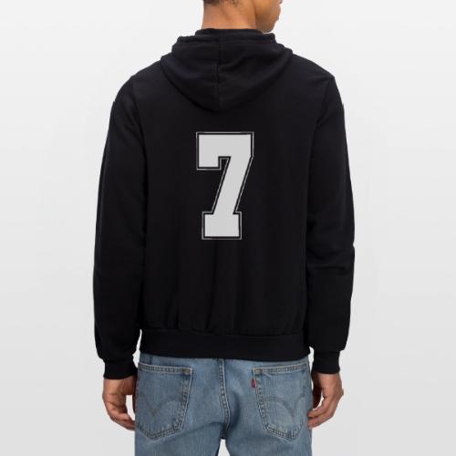White Number 7 – Varsity Font - Unisex Full Zip Hoodie