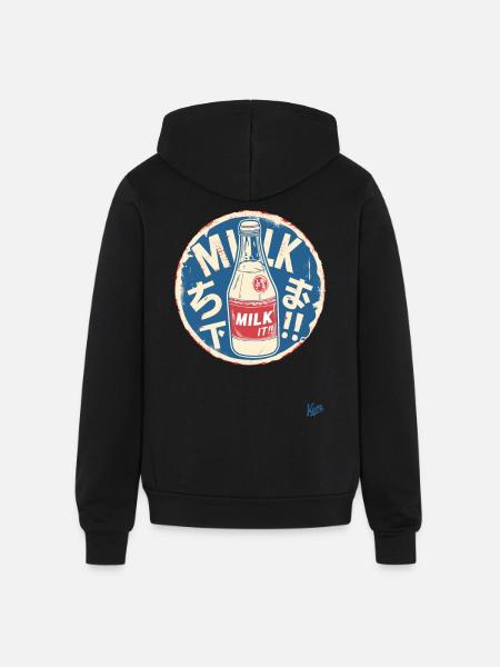 Japanese Milk Art - Unisex Full Zip Hoodie - black