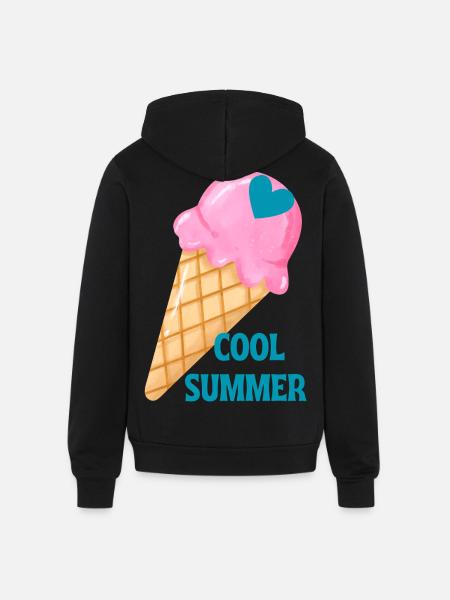 Ice Cream Heart Summer Vibe - Unisex Full Zip Hoodie - black