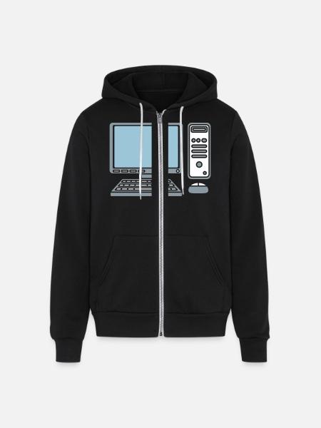 keyboard mouse screen computer - Unisex Full Zip Hoodie - black