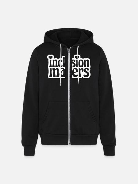 inclusion matters logo quote - Unisex Full Zip Hoodie - black