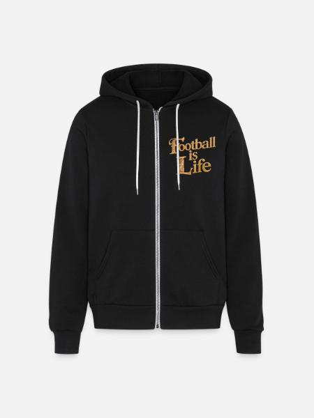 "Football: A Life's Passion" - Unisex Full Zip Hoodie - black
