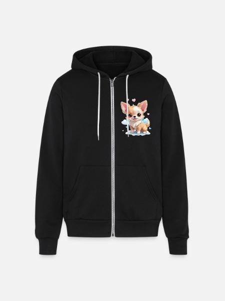 Charming Chihuahua Chic - Unisex Full Zip Hoodie - black