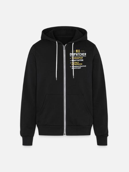 911 Dispatcher Humor - Unisex Full Zip Hoodie - black